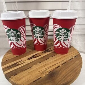 NEW 2013 Starbucks Reusable Red Holiday Hot  Cups Lids 16oz 25th Anniversary Cup